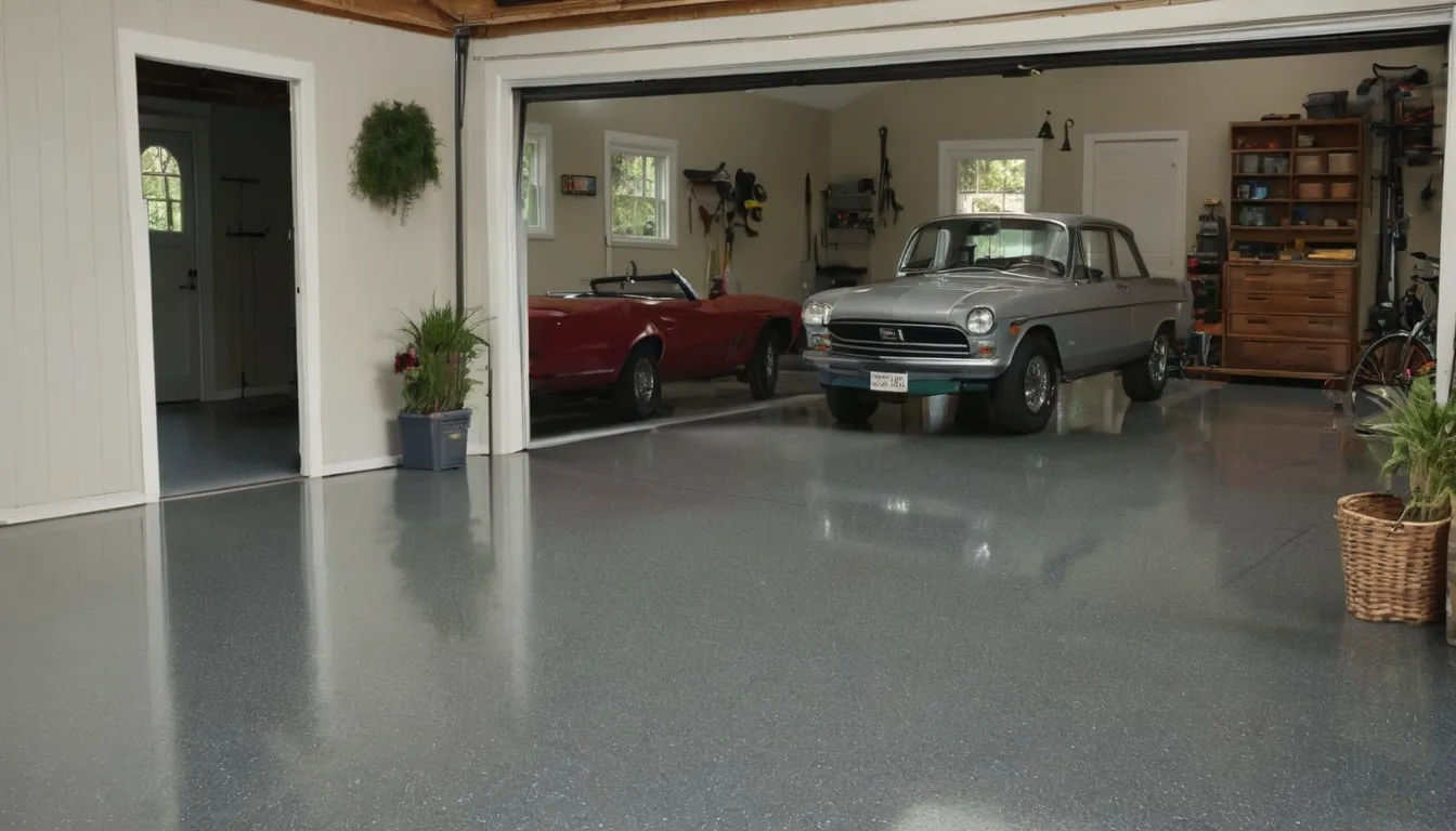 A freshly coated epoxy garage floor in a Marlborough home